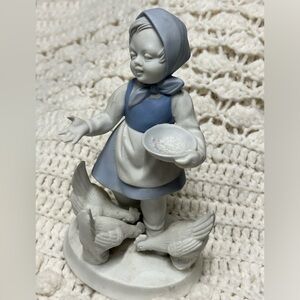 Gerold Porzellan Porcelain Figurine “Girl Feeding Chickens”